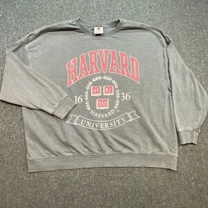 Harvard University Sweatshirt XL Mens Gray‎ Preppy Faded Graphic Crewneck